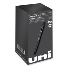 uniball® 207 Plus+ Gel Pen, Retractable, Medium 0.7 mm, Black Ink, Black Barrel, 36/Pack