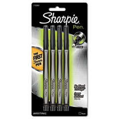 Sharpie® Plastic Point Stick Water Resistant Pen, Black Ink, Fine, 4/Pack