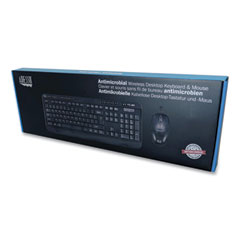 Adesso WKB-1320CB Antimicrobial Wireless Desktop Keyboard and Mouse, 2.4 GHz Frequency/30 ft Wireless Range, Black