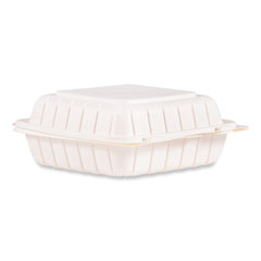 Dart® Hinged Lid Containers, Single Compartment, 8.25 x 8 x 3, White, Plastic, 150/Carton