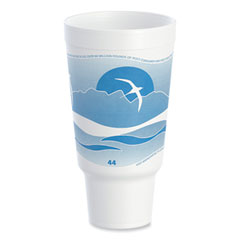 Dart® Horizon Hot/Cold Foam Drinking Cups, 44 oz, Ocean Blue/White, 15/Bag, 20 Bags/Carton