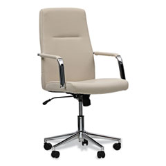 Workspace by Alera® Leather Task Chair, Supports Up to 275 lb, 18.19" to 21.93" Seat Height, White Seat, White Back