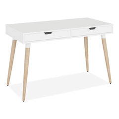 Workspace by Alera® Scandinavian Writing Desk, 47.24" x 23.62" x 29.53", White/Beigewood