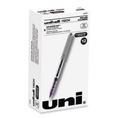 uniball® VISION Roller Ball Pen, Stick, Fine 0.7 mm, Assorted Ink and Barrel Colors, Dozen