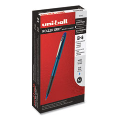 uniball® Grip Roller Ball Pen, Stick, Extra-Fine 0.5 mm, Blue Ink, Blue Barrel, Dozen