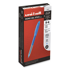 uniball® Signo Gel Pen, Stick, Medium 0.7mm, Blue Ink, Blue/Frost Barrel, Dozen