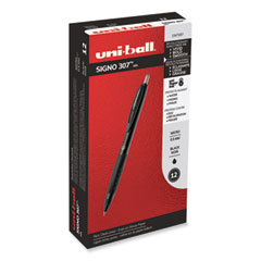 307 Gel Pen, Retractable, Fine 0.5 mm, Black Ink, Black Barrel, Dozen