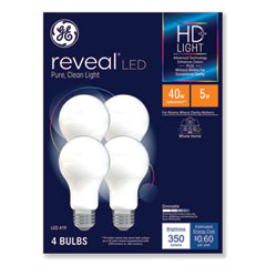 GE Reveal HD+ LED A19 Light Bulb, 5 W, 4/Pack