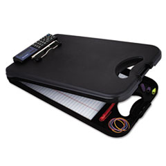 Saunders DeskMate II with Calculator, 0.5" Clip Capacity, Holds 8.5 x 11 Sheets, Black
