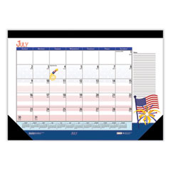 House of Doolittle™ Recycled Academic Year Desk Pad Calendar, Illustrated Seasons Artwork, 22 x 17, Black Binding, 12-Month (July-June): 2023-24