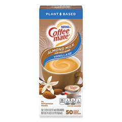 Coffee mate® Plant-Based Almond Milk Non-Dairy Liquid Creamer Singles, Natural Vanilla, 0.38 oz Tubs, 50/Box