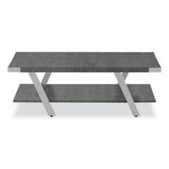 Coffee Table, Rectangular. 48 x 23.75 x 16, Stone Gray Top, Silver Base
