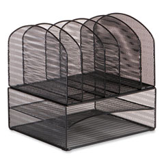 Onyx Mesh Desk Organizer, Two Horizontal and Six Upright Sections, Letter Size Files, 13.25 x 11.32 x 13.32, Black