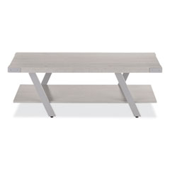 Coffee Table, Rectangular, 51 x 23.78 x 16, White Ash Top, Silver Base