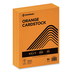 Color Cardstock, 65 lb Cover Weight, 8.5 x 11, Orange, 250/Ream