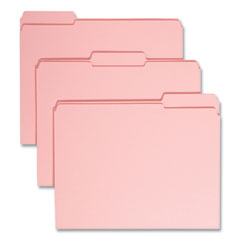 Smead™ Reinforced Top Tab Colored File Folders, 1/3-Cut Tabs: Assorted, Letter Size, 0.75" Expansion, Pink, 100/Box