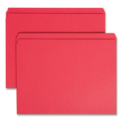 Smead™ Reinforced Top Tab Colored File Folders, Straight Tabs, Letter Size, 0.75" Expansion, Red, 100/Box