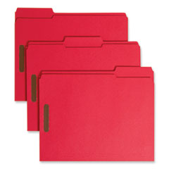 Smead™ Top Tab Colored Fastener Folders, 0.75" Expansion, 2 Fasteners, Letter Size, Red Exterior, 50/Box