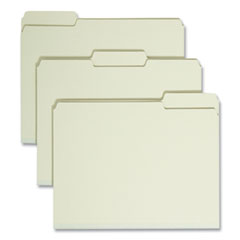 Smead™ Expanding Recycled Heavy Pressboard Folders, 1/3-Cut Tabs: Assorted, Letter Size, 1" Expansion, Gray-Green, 25/Box