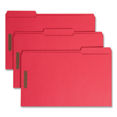 Smead™ Top Tab Colored Fastener Folders, 0.75" Expansion, 2 Fasteners, Legal Size, Red Exterior, 50/Box