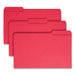 Smead™ Colored File Folders, 1/3-Cut Tabs: Assorted, Legal Size, 0.75" Expansion, Red, 100/Box
