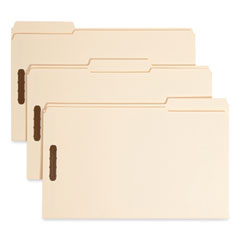 Top Tab Fastener Folders, 1/3-Cut Tabs: Assorted, 0.75" Expansion, 2 Fasteners, Legal Size, Manila Exterior, 50/Box