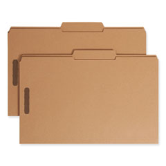 Top Tab Fastener Folders, Guide-Height 2/5-Cut Tabs, 0.75" Expansion, 2 Fasteners, Legal Size, 11-pt Kraft, 50/Box