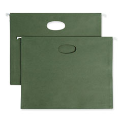Smead™ 100% Recycled Hanging Pockets with Full-Height Gusset, 1 Section, 3.5" Capacity, Letter Size, Standard Green, 10/Box