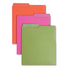 Smead™ Organized Up Heavyweight Vertical File Folders, 1/2-Cut Tabs, Letter Size, Assorted: Fuchsia/Orange/Peridot Green, 6/Pack