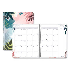 Blueline® Monthly 14-Month Planner, Floral Watercolor Artwork, 11 x 8.5, Multicolor Cover, 14-Month (Dec to Jan): 2023 to 2025