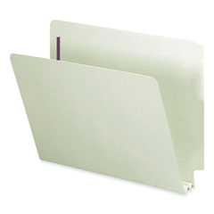 End Tab Pressboard Classification Folders, Two SafeSHIELD Coated Fasteners, 2" Expansion, Letter Size, Gray-Green, 25/Box