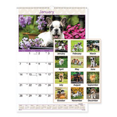 AT-A-GLANCE® Puppies Monthly Wall Calendar, Puppies Photography, 15.5 x 22.75, White/Multicolor Sheets, 12-Month (Jan to Dec): 2024