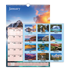 AT-A-GLANCE® Scenic Monthly Wall Calendar, Scenic Landscape Photography, 12 x 17, White/Multicolor Sheets, 12-Month (Jan to Dec): 2024
