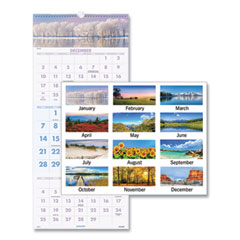 AT-A-GLANCE® Scenic Three-Month Wall Calendar, Scenic Landscape Photography, 12 x 27, White Sheets, 14-Month (Dec to Jan): 2023 to 2025