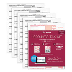 Adams® 1099-NEC + 1096 Tax Form Bundle, Inkjet/Laser, Fiscal Year: 2023, 5-Part, 8.5 x 3.67, 3 Forms/Sheet, 24 Forms Total