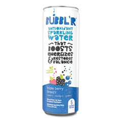 Bubbl'r Antioxidant Sparkling Water, Triple Berry Breez'r, 12 oz Can, 12 Cans/Carton