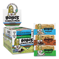 Bobo's Oat Bar Coconut/Chocolate Chip/Original Multipack, 3 oz Individually Wrapped, 12/Box