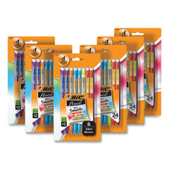 BIC® Xtra-Smooth Bright Edition Mechanical Pencils, 0.7 mm, HB (#2), Black Lead, Assorted Barrel Colors, 24/Pack, 6 Packs/Carton