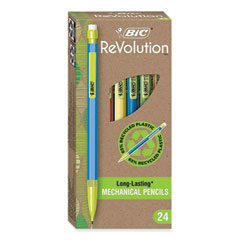 BIC® ReVolution Mechanical Pencil, 0.7 mm, HB (#2), Black Lead, Assorted Barrel Colors, 24/Pack