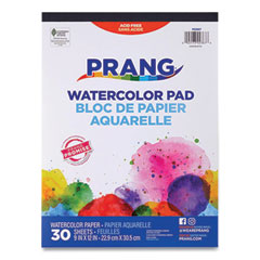 Prang® Prang Watercolor Paper Pad, Unruled, White/Multicolor Cover, 30 White 9 x 12 Sheets