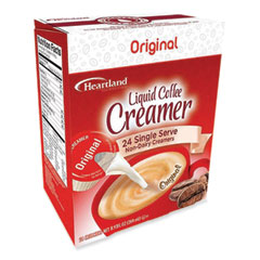 Heartland Dairy-Free Liquid Coffee Creamer, Original, 0.37 oz Cups, 24/Box, 6 Boxes/Carton