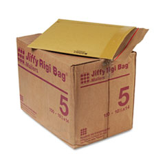 Sealed Air Jiffy Rigi Bag Mailer, #5, Square Flap, Self-Adhesive Closure, 10.5 x 14, Natural Kraft, 150/Carton