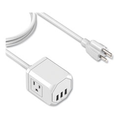 3-Outlet 3-USB Port Surge Protector, 3 AC Outlets/3 USB Ports, 5 ft Cord, White LXGOUT3X3WH