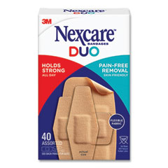3M Nexcare™ DUO Bandages, Plastic, Assorted Sizes, 40/Pack