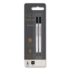Parker QUINKflow Ballpoint Pen Refills, Medium Tip, Black Ink - 3 Pack