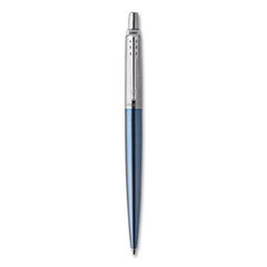 Parker® Jotter Ballpoint Pen, Retractable, Medium 0.7 mm, Blue Ink, Waterloo Blue/Chrome Barrel