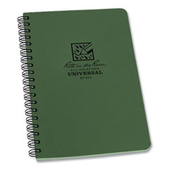Rite in the Rain® All-Weather Wire-O Notebook, Universal: Narrow Rule and Quadrille Rule, Dark Green Cover, (32) 7 x 4.63 Sheets