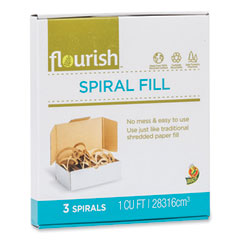 Flourish® Paper Spiral Cushion Fill, Brown Kraft, 1 cu ft, 3 Spirals/Pack, 6 Packs