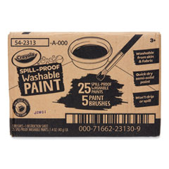 Crayola® Spill Proof Washable Paints, 5 Colors, 1.4 oz Cups, 5 Sets/Carton
