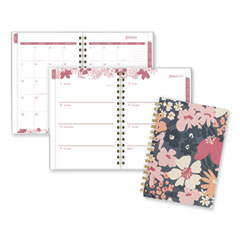 Cambridge® Thicket Weekly/Monthly Planner, Floral Artwork, 8.5 x 6.38, Gray/Rose/Peach Cover, 12-Month (Jan to Dec): 2024
